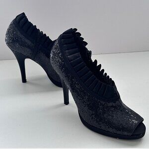 Nina Eveline Sz 8.5 Formal Cocktail Party Mob Wife Pump Sequin Ruffle High Heels
